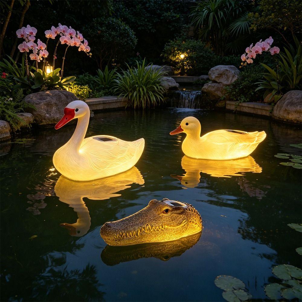 PE Blow Molded Duck Statue Balanced Buoyant Decorative Figurine Pool Decorative Lamp Pond Lake