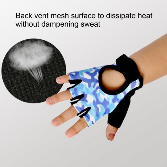 1 Pair Kids Half Finger Gloves Adjustable Wear-Resistant Non-Slip Hand Injury Prevention Fishing Cycling Outdoor Sports Gloves