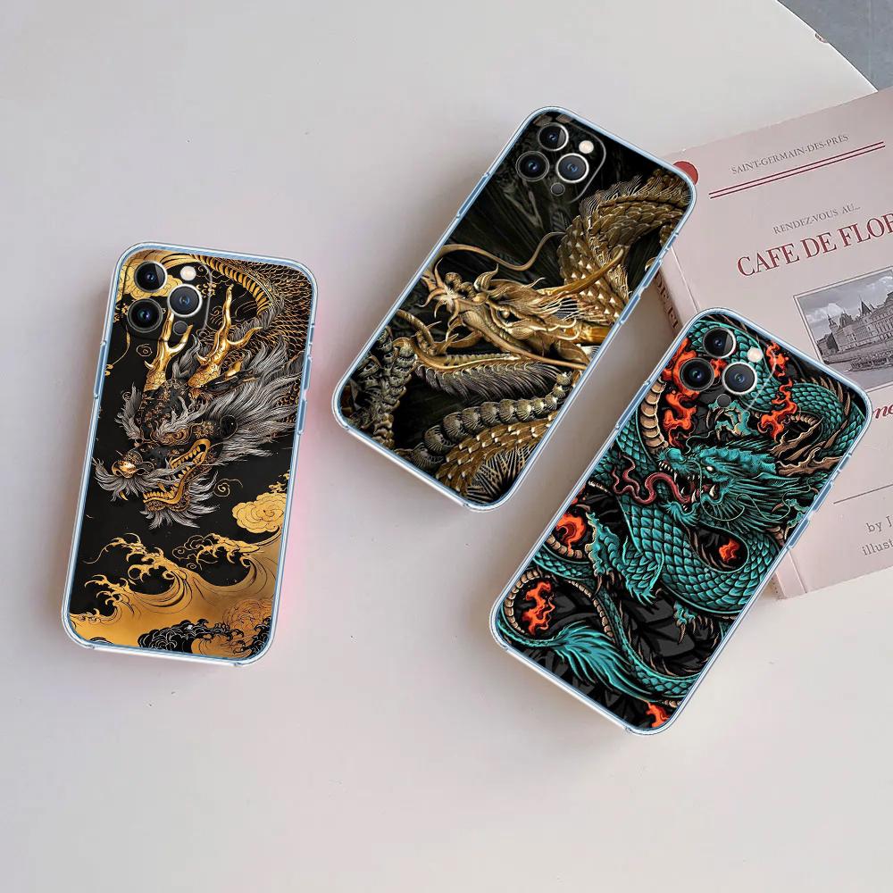 CJ28 Chinese Dragon Soft Shell Transparent Phone Case for Motorola Moto G7 G8 G9 G84 G85 G73 G24 G15 Z2 Play Power Plus