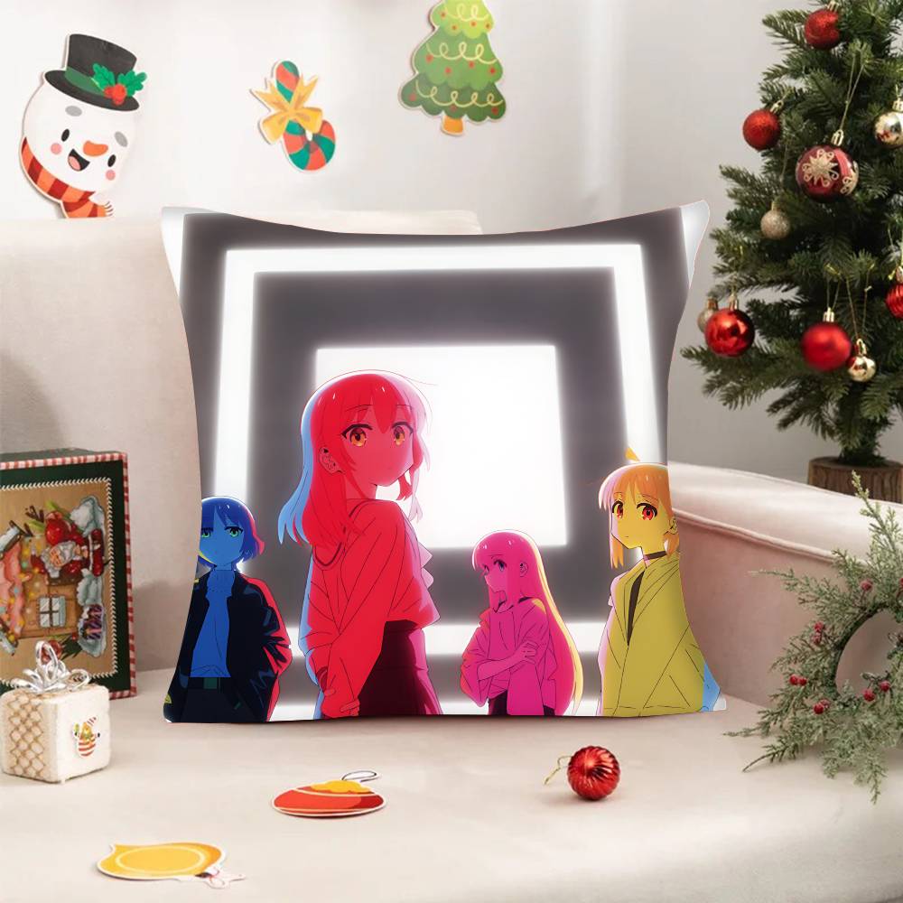 1PC Anime Bocchi The Rock Pillow Case Square  Bedroom Sofa Leisure Comfort Cushion Car Home Decoration Pillowcase 40x40