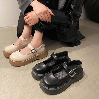 Franse Mary Jane kleine leren schoenen dames 2025 nieuw voorjaar en herfst met rok enkele schoenen veelzijdige witte loafers dames