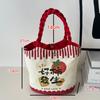 Cute Cartoon Prints Tote Bag Canvas Large Capacity Lunch Bag Colorful Storage Bag