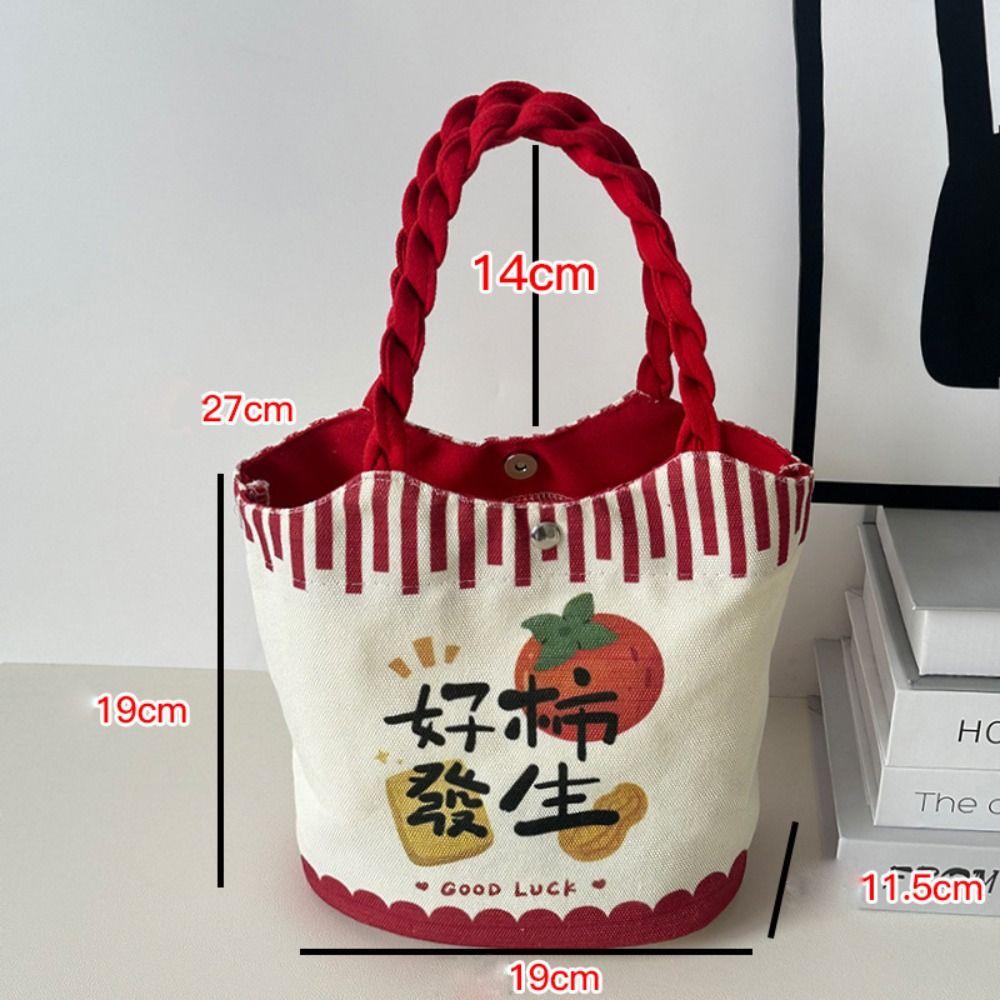 Cute Cartoon Prints Tote Bag Canvas Large Capacity Lunch Bag Colorful Storage Bag