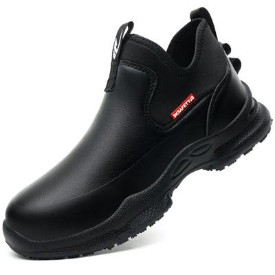 Rutschfeste Küchenarbeitsschuhe Rutschfeste Arbeitswasserdichte Stiefel Leichte Sicherheitsschuhe für Herren Kocharbeitsschuhe Leder-Sneaker