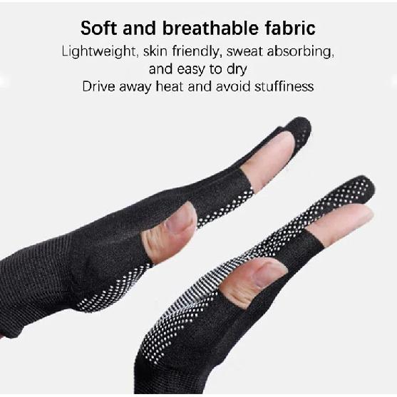 Men's and Women's Anti Slip Work Gloves Motorcycle Riding Sports Gloves Lightweight Breathable Exposed Two Finger Gloves