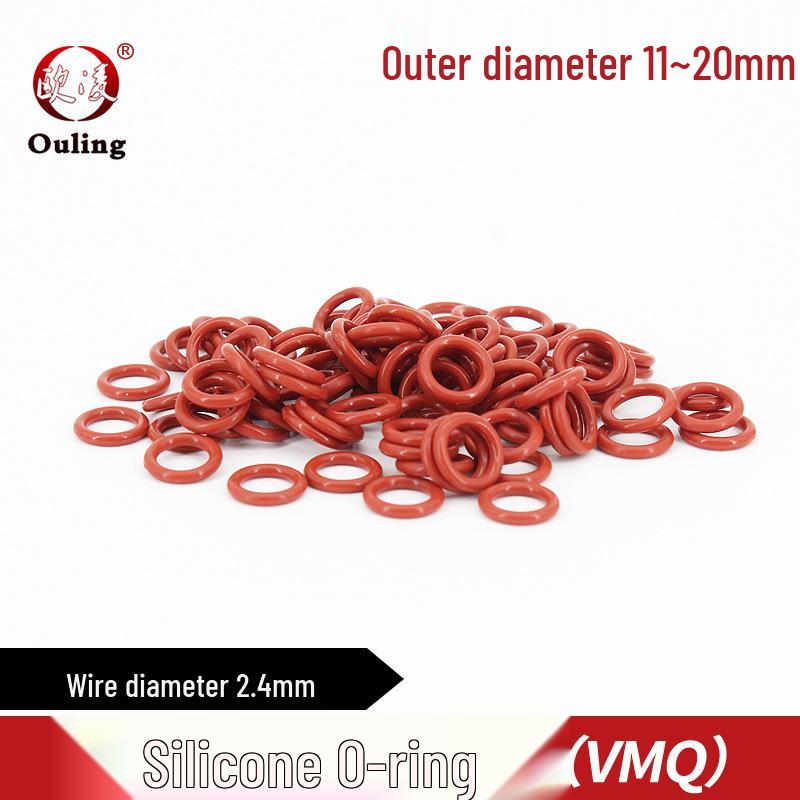 Red Waterproof Silicone O-ring, Outer Diameter Options: 11-20mm, Thickness: 2.4mm. OD 11*2.4mm (10 pcs) Red Silicone O-ring
