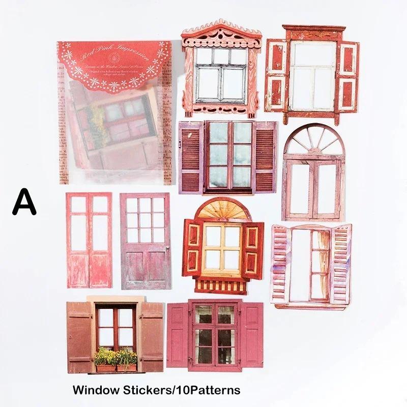 10pcs/pack Creative Hollow Out Window Sticker Decorative Paper Scrapbooking Handbook Journal Collage Aesthetic DIY Craft Supplie