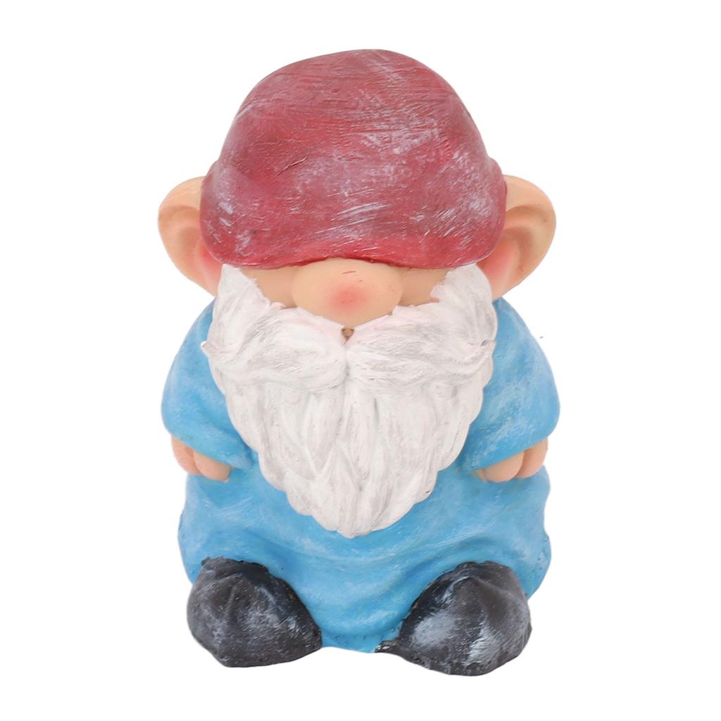 Garden Gnome Resin Structure Stable Bottom Retro Style Gnome Figurine for Patio Porch Decorations Flat Head Blue