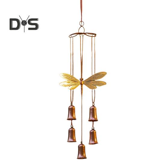 Vintage Dragonfly Wind Chime Weather-proof Indoor Outdoor Garden Patio Metal Dragonfly Hanging Wind Bell Decoration Ornament