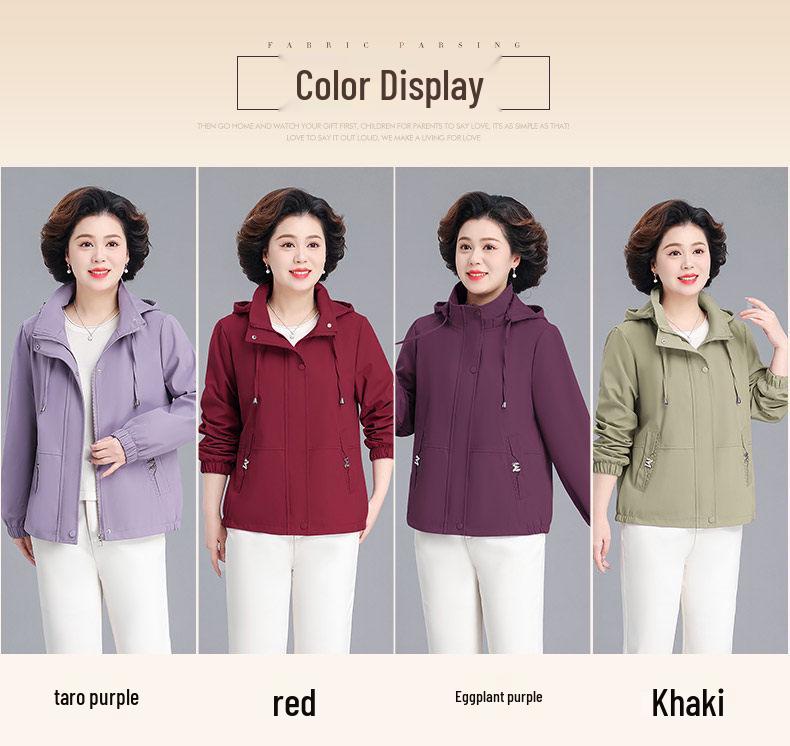 Mother's Day 2026 Stylish Hooded Windbreaker for Middle-Aged Women
