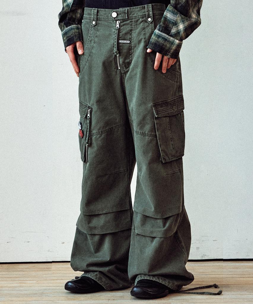 THEVINYLHOUSE Washed Military Cargo Pants Khaki