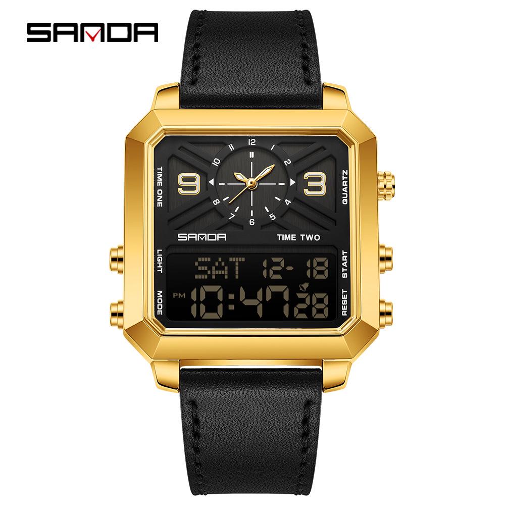 Sanda Waterproof Multifunctional Men s Electronic Wristwatch with Alarm and Countdown