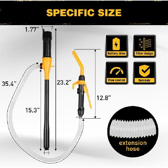 ELEAD Portable Battery Powered Pump - Electric Fuel/Water Transfer Pump 2.2 GPM, Liquid Siphon Pump With Adjustable Flow Control, Gas Pump With