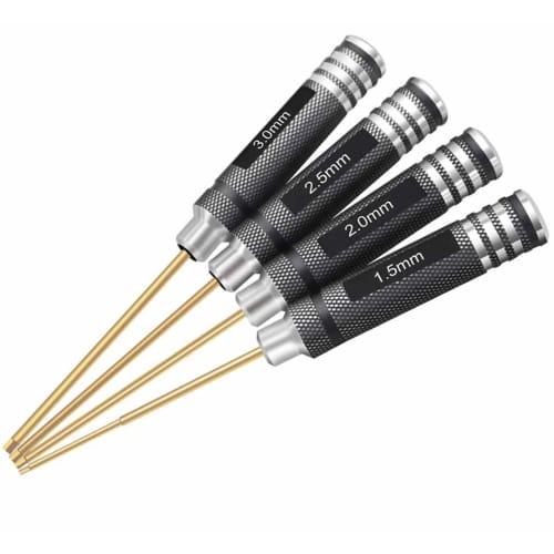 

POHZE Titanium Nitride Hex Wrench Driver, Precision Screwdriver Set for Drones, 4-Piece Set (1.5mm, 2.0mm, 2.5mm, 3.0mm)