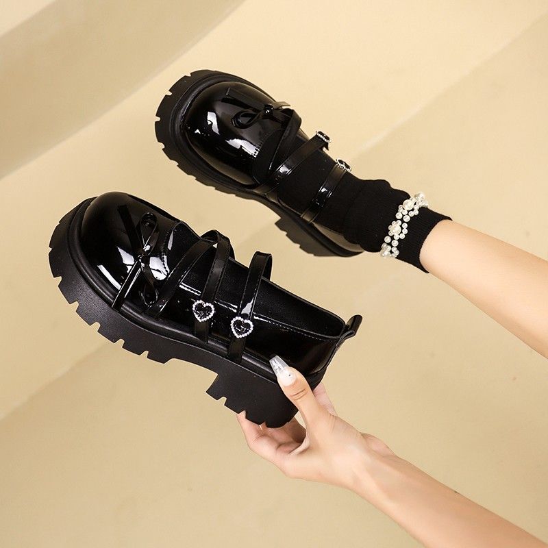 Black Mary Jane Shoes for Women with Bow Platform Woman Pumps Round Toe Slip on Vacation Non Quick Delivery Summer 2025 Popular
