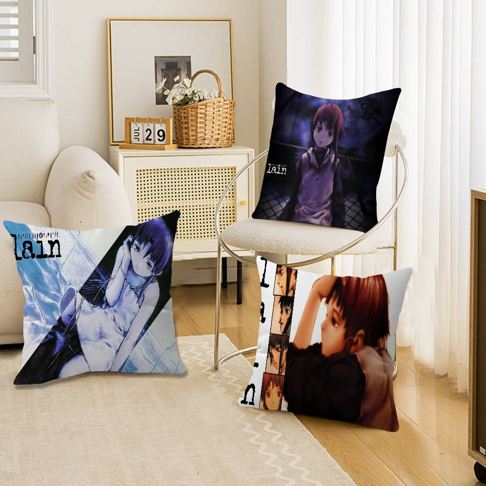 Anime Serial E-Experiments Lain Cushion Cover Polyester Sofa Cushions Decorative Throw Pillows Home Decoration Pillowcover