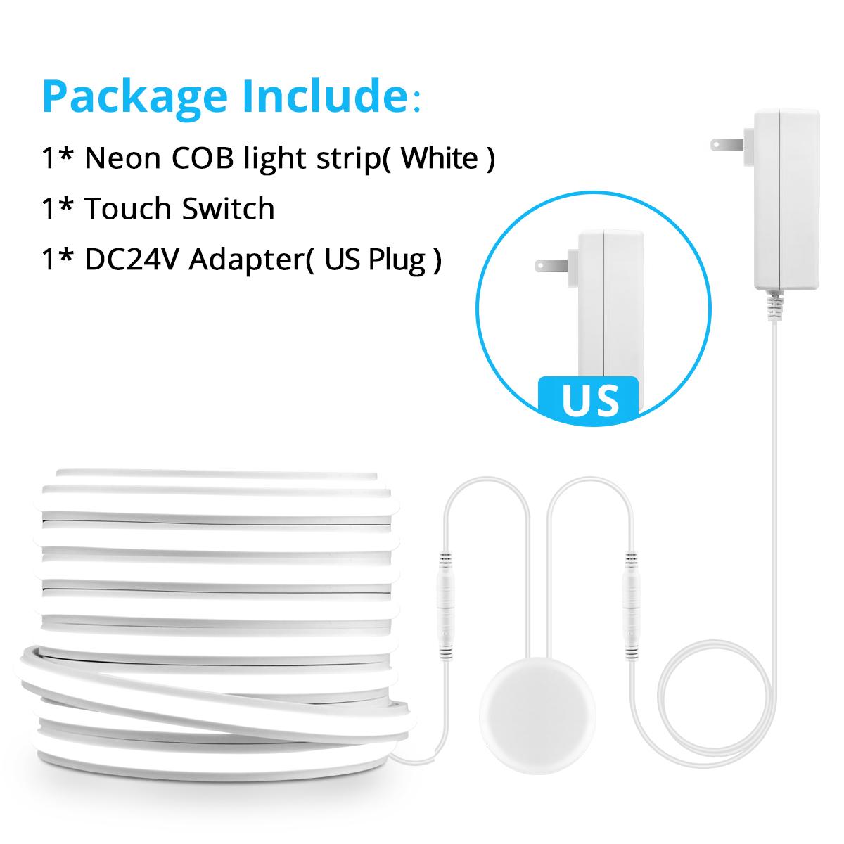 

Amazing! Newest COB LED Strip Light 24V Bright Self-adhesive Neon Tape With Penetrable Wood Panel Touch Sensor Dimmable Switch 2m