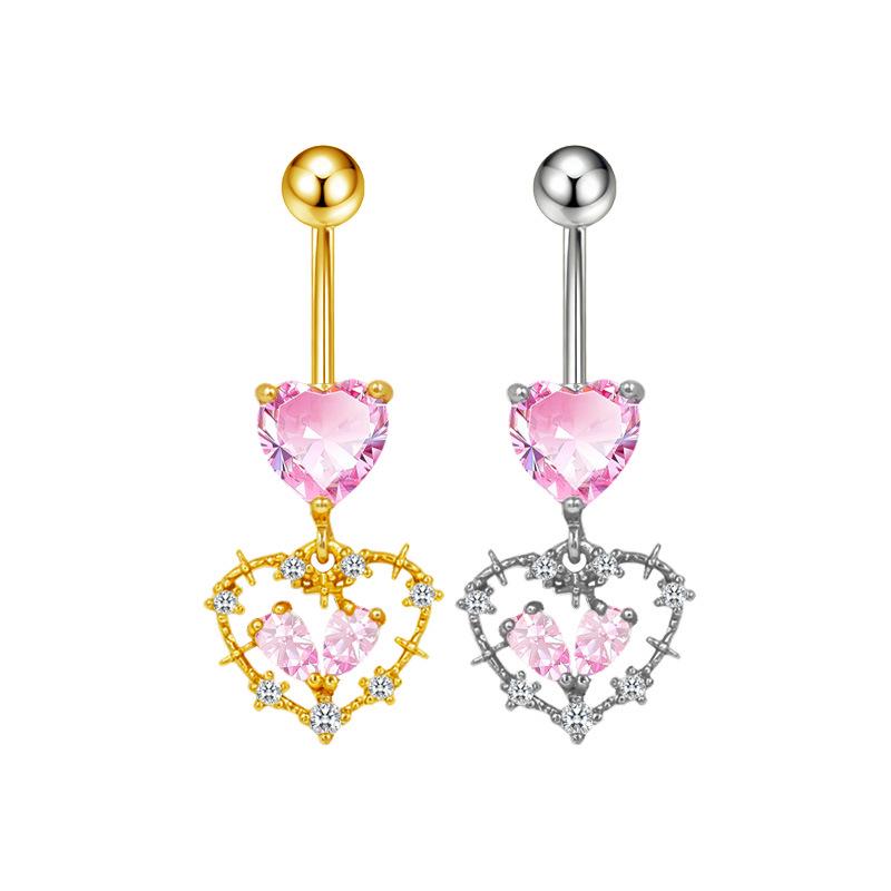 Gaibei Heart-shaped Bow Navel Ring - European & American Trendy Style Belly Button Jewelry