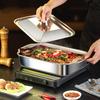 Stainless Steel Roasting Pan with Lid - Non-stick Thickened Rectangular Oven Tray Perfect for Barbecues, Buffets, Grilled Fish and Festivals