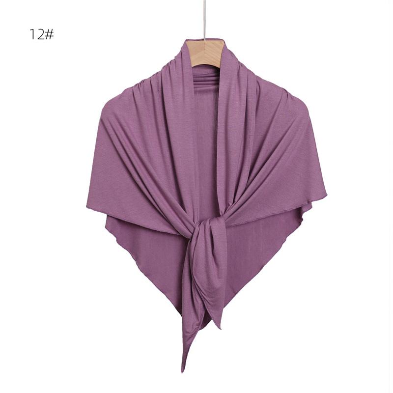 Ramadan Plain Solid Triangle Modal Jersey Hijab Winter Elasticity Muslim Shawls Scarf Maxi Wrap Snood Warm Stole Foulards Sjaal