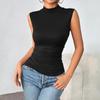 Women's Sleeveless Turtleneck Slim Fit Stretch Basic Casual Tank Top Soft Fabric Comfortable Fit Suitable for Layering and Everyday Wear