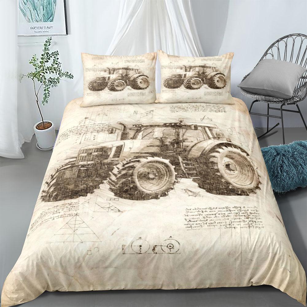 Tractor Duvet Cover Set King Queen Double Full Twin Single Size Boys Bed Linen Set