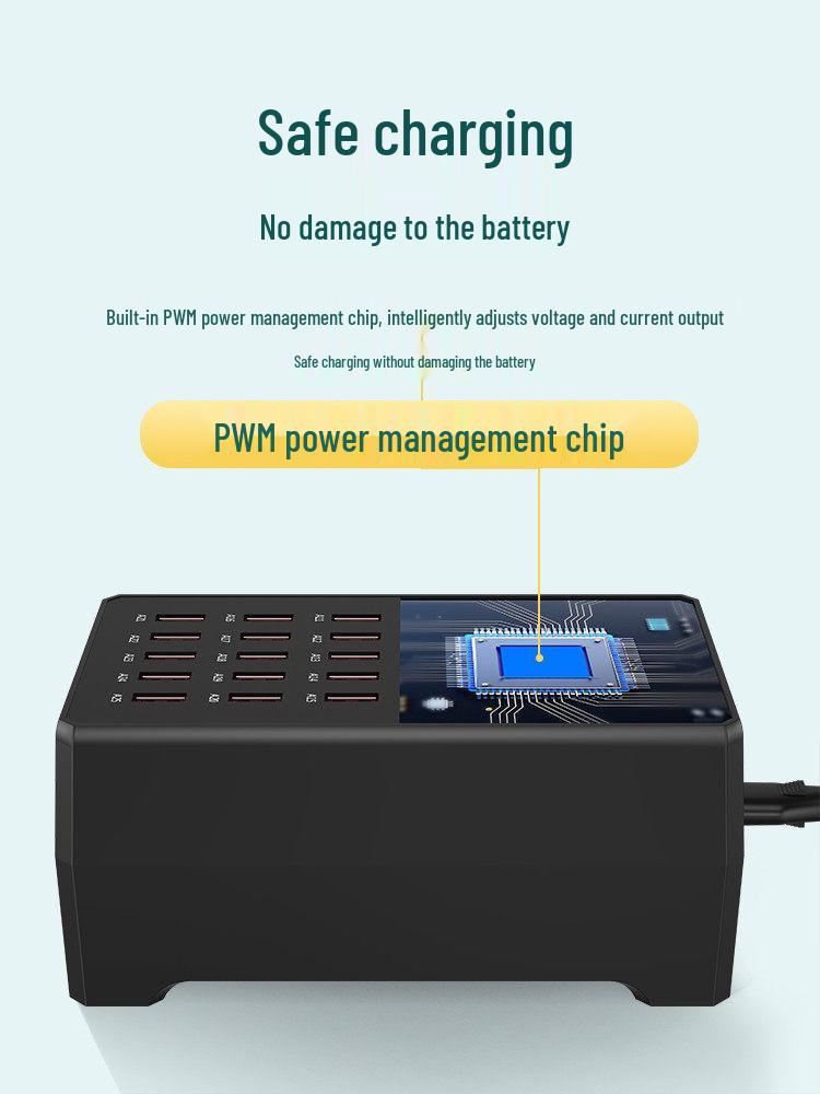 High-Power USB Multi-Port Charging Station - Desktop Mobile Charger & Power Strip