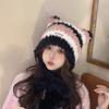 Hat female autumn and winter warm knitted wool snow hat cycling mother fashion ear protection headgear scarf integrated hat