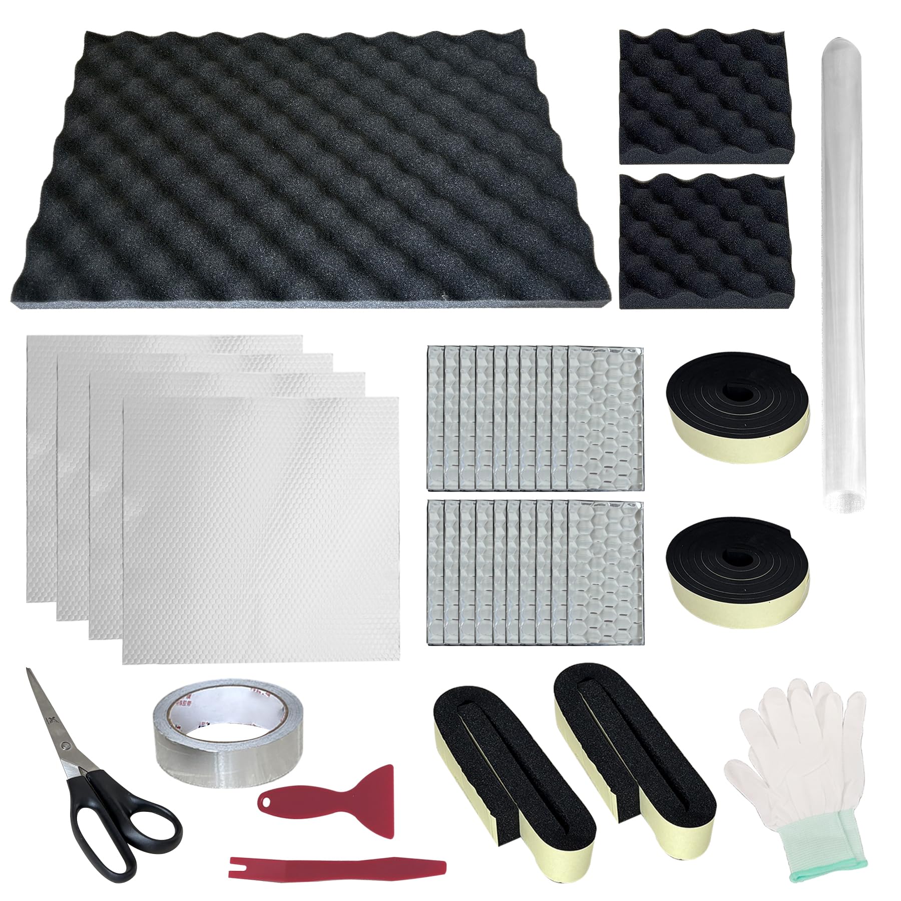 

ATHULYA Комплект для шумоизоляции дверей для 2 25мм Экстра Алюминий Длинный Снятие внутренней отделки Шумоизоляция и Пара перчаток Двери, Вибродемпфирование,