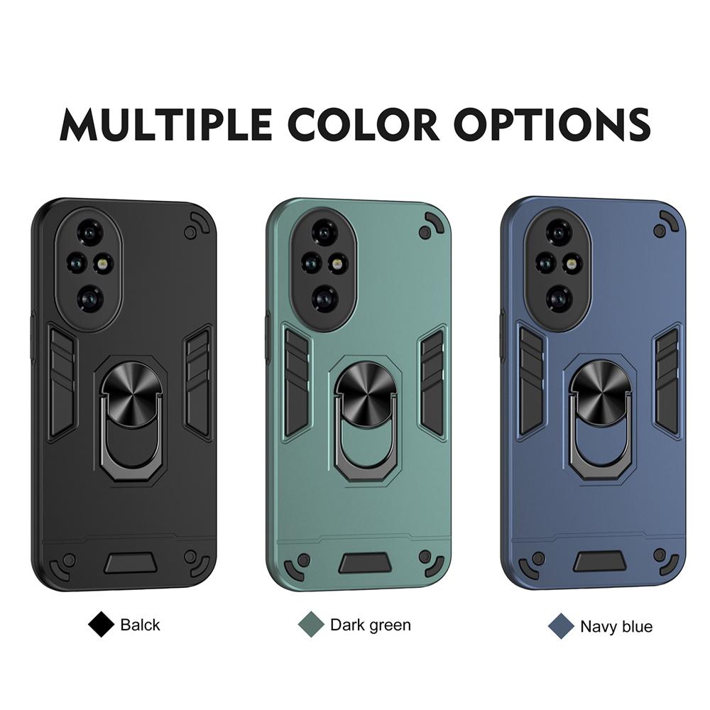 KEYSION Shockproof Armor Case for HONOR 200 Pro 5G Silicone+PC Camera Protection Ring Stand Phone Cover for Huawei Honor 200 5G