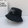 Fisherman's Hat Children Spring and Summer Bow Embroidery Sunshade Denim Basin Hat Shows a Small Tide