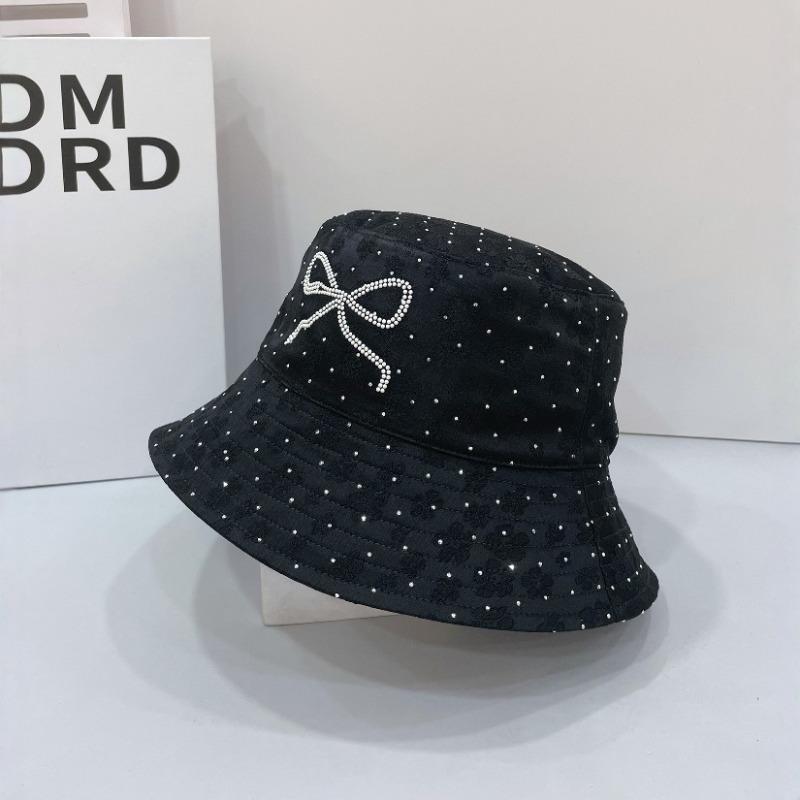 Fisherman's hat children spring and summer bow embroidery sunshade denim basin hat shows a small tide