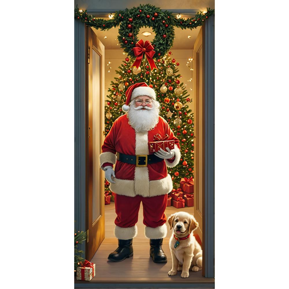 

Vivid Santa Claus linings for christmas doors 2026 Christmas Outdoor Decoration 185x90cm Home Versatile Door Cover for Room New