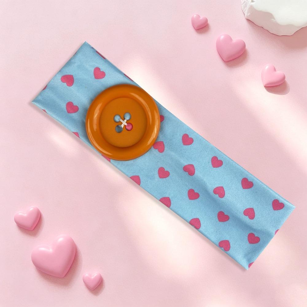 Large Button Elastic Hairband Colorful Heart Polka Dot Headband High Quality Button Hairband
