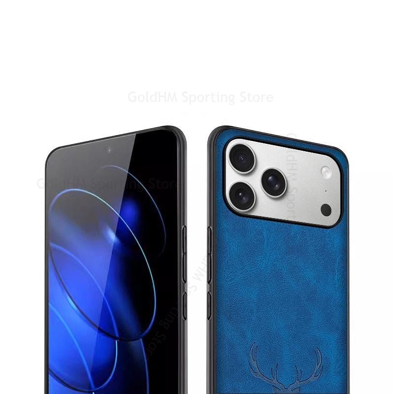 Shell For iPhone 17 Pro Max 3D Cartoon Head Elk Deer Leather Phone Shockproof Case For Apple 17 Air 16e 15 16 Pro Max Soft Silicone Phone Bumper Cover