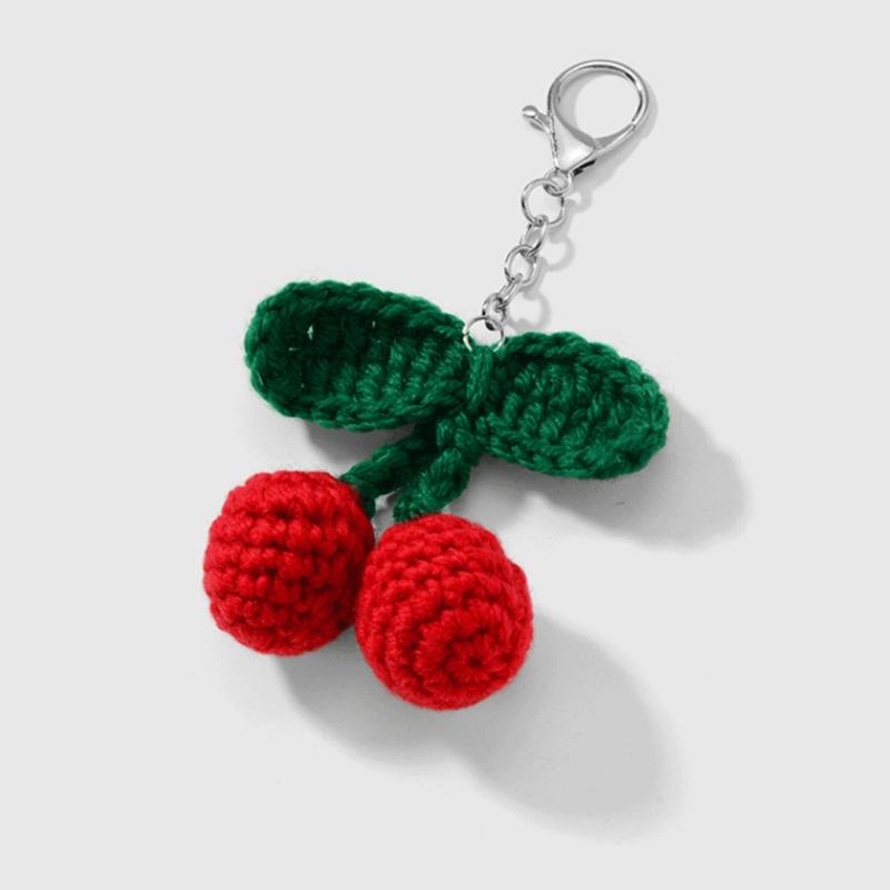 Handcrafted Yarn Keychain Simulated Fruit Pendant Keyring Multi Purpose Bag Phone Decoration Accessory For Purse Keys