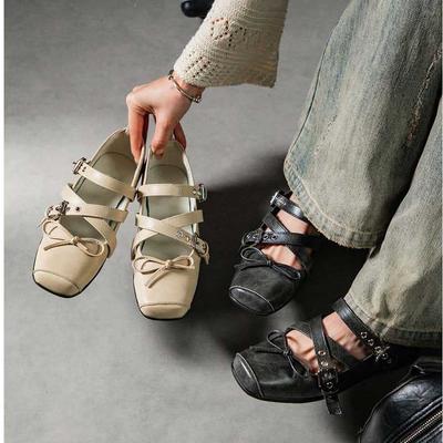 Sapatilhas Mary Jane desportivas de fundo plano para mulher, moda primavera e outono 2025, sapatos de bico raso com sola macia, sapatos pequenos de couro para mulher
