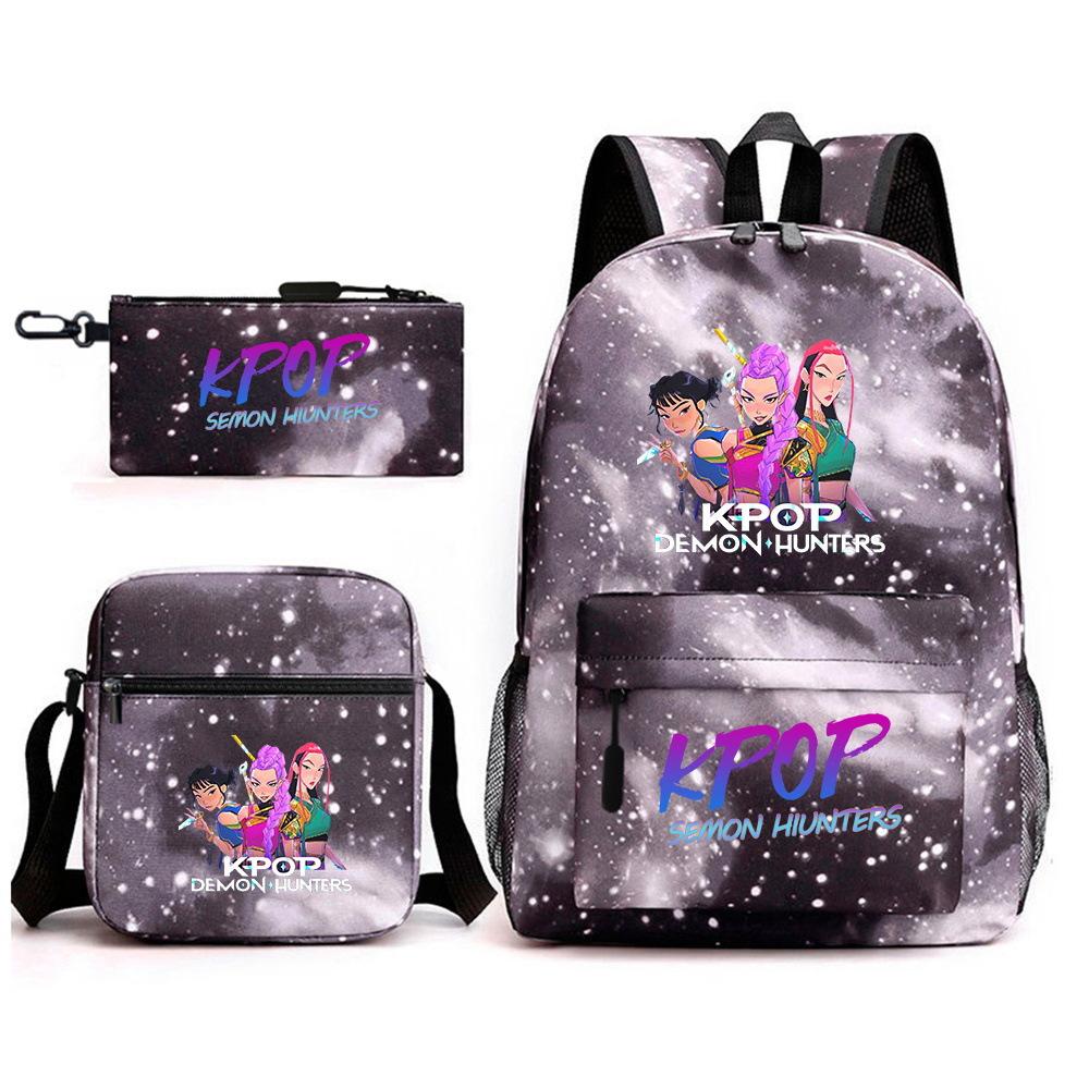 Huntrix Witch Hunters Cartoon Peripheral School Bag Student Large Capacity Backpack Three-Piece Set Three piece set