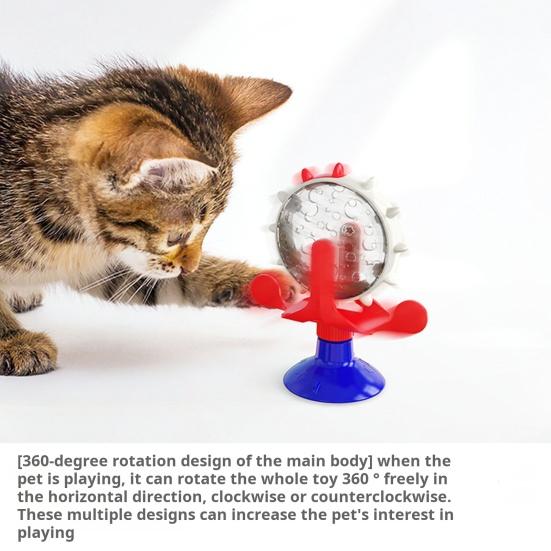 Interaktivní hračka s dávkovačem kočičích pamlsků, 360stupňový otočný větrný mlýn, pomalý krmítko s přísavkou, hračka proti úniku krmiva pro domácí kočky