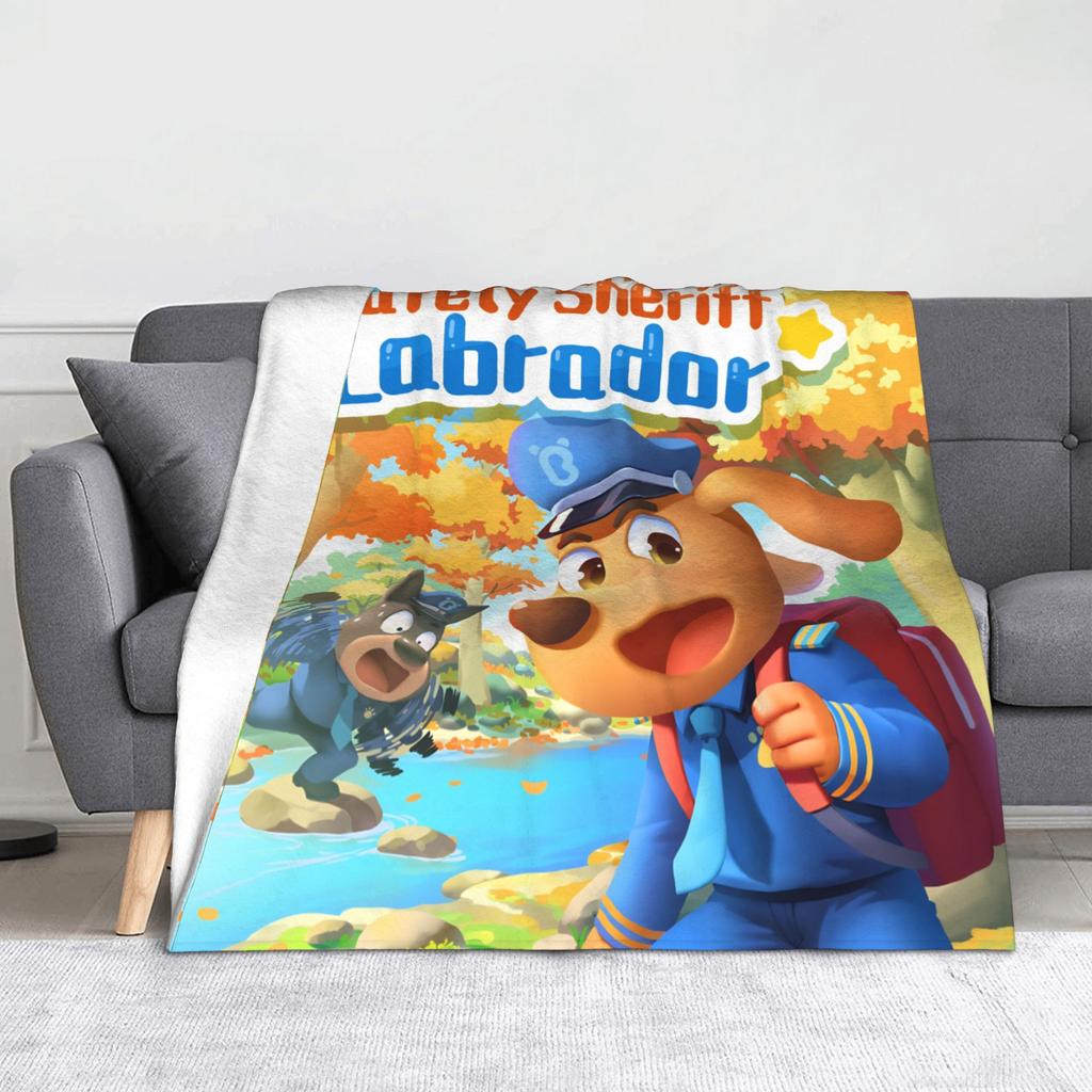 Coperta Sheriffo Cane Labrador Pile Cartone Animato Calda Plaid per Biancheria da Letto Divano Tappeto da Letto