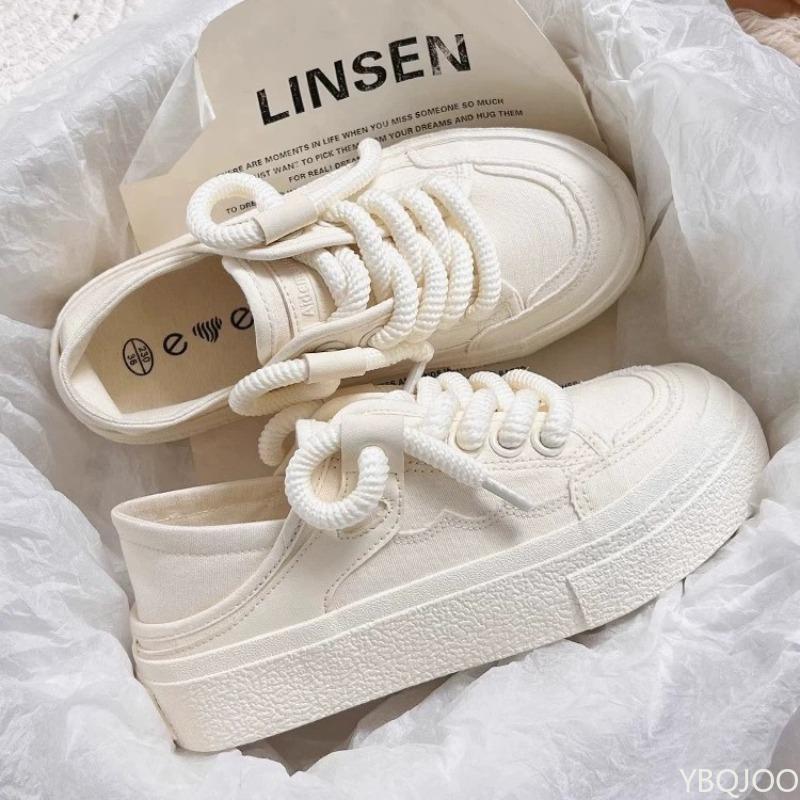 Thick soled canvas shoes for women in spring new height increasing versatile casual simple comfortable women's sports shoes