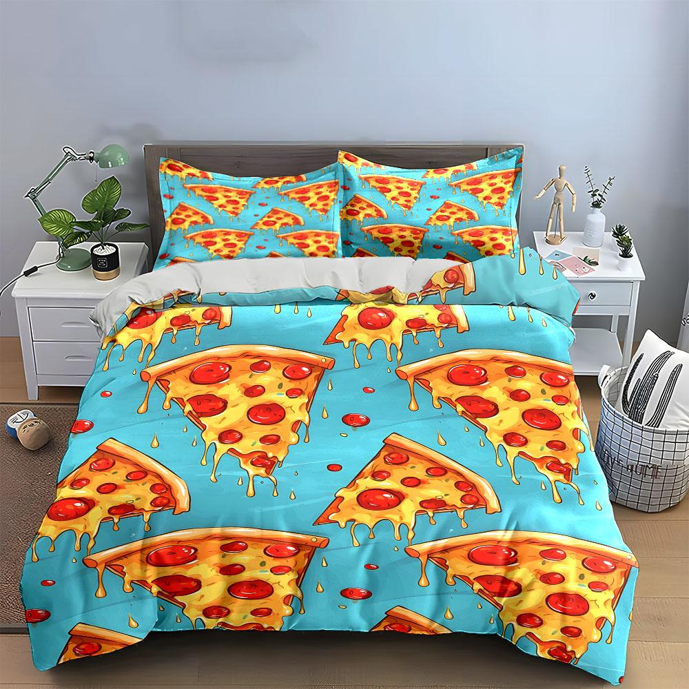 Pizza slices with pepperoni. Bedding sets Duvet cover sets Duvet covers Pillowcases(1*Duvet Cover 2*Pillowcases without duvet insert)