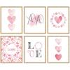 Whaline 6Pcs Valentine's Day Wall Art Prints Pink Heart Love Posters Sweet Watercolor Canvas Art Painting Unframed Romantic Posters for Valentines