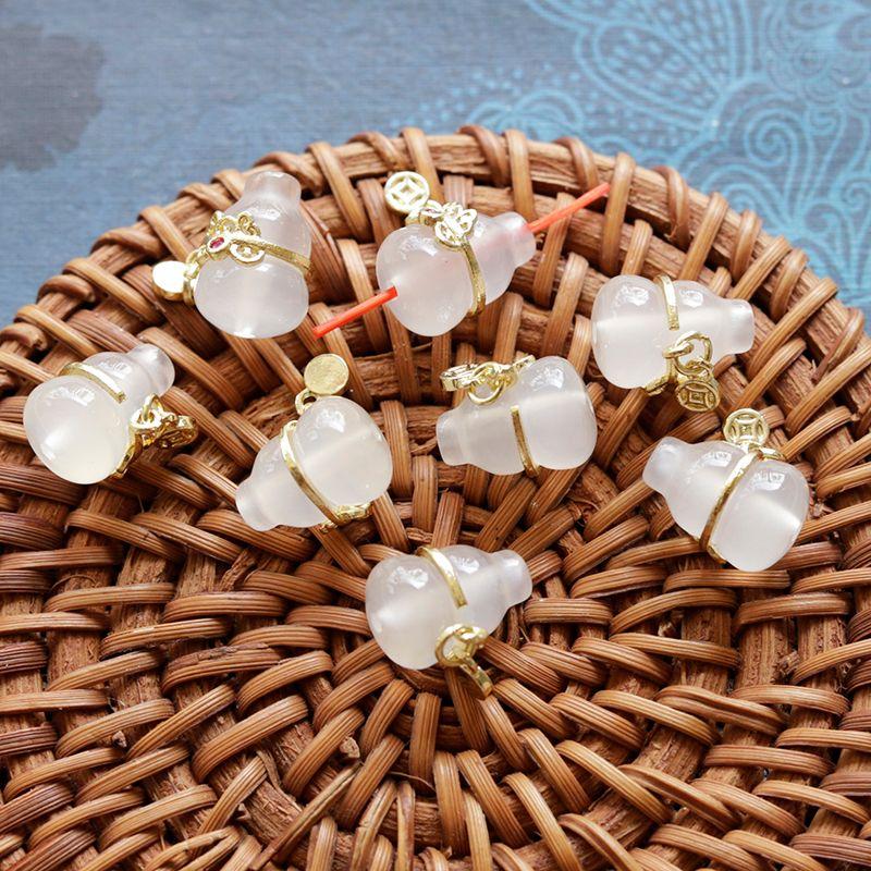 

Мир Пряжка Бамбуковый Сустав Белый Ледяная Роза Маленький Слип Халцедон Through hole small gourd 14x8mm