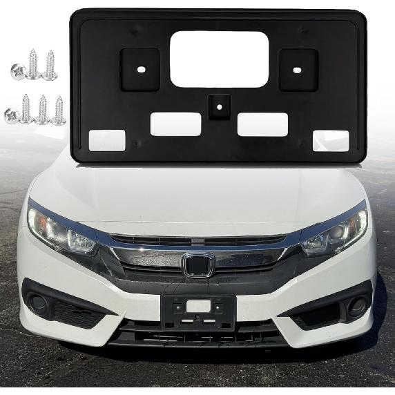 FASTCHE Front Bumper License Tag Plate Frame Bracket Holder Compatible with 2016 2017 2018 Honda Civic Coupe/Sedan Front License Plate Bracket