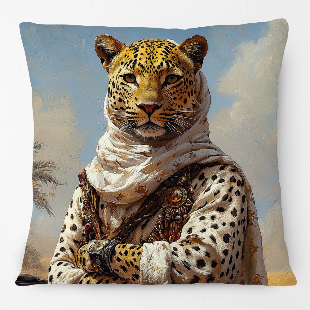 Oriental Style Animals Portraits Tiger Leopard Lion Cushion Cover Sofa Decorative Pillow Case