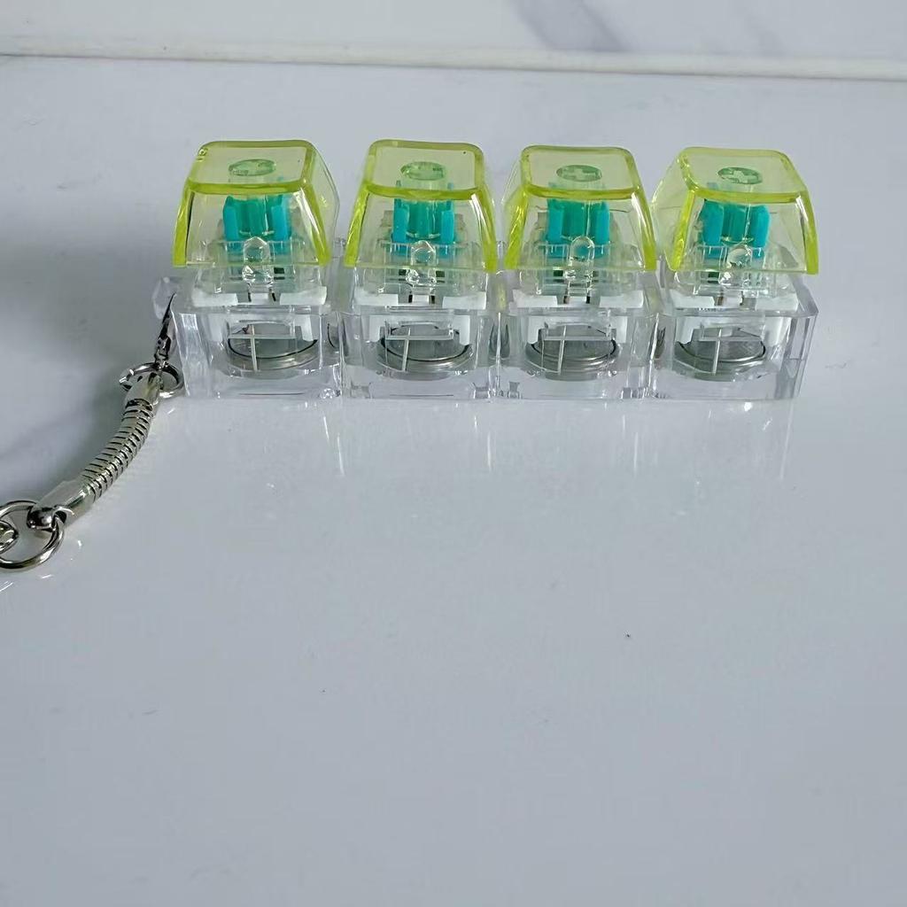 Creative Press Mechanical Keyboard With Lamp Decompression Artifact Personalized Keychain Vent Toy Transparent Schoolbag Buckle