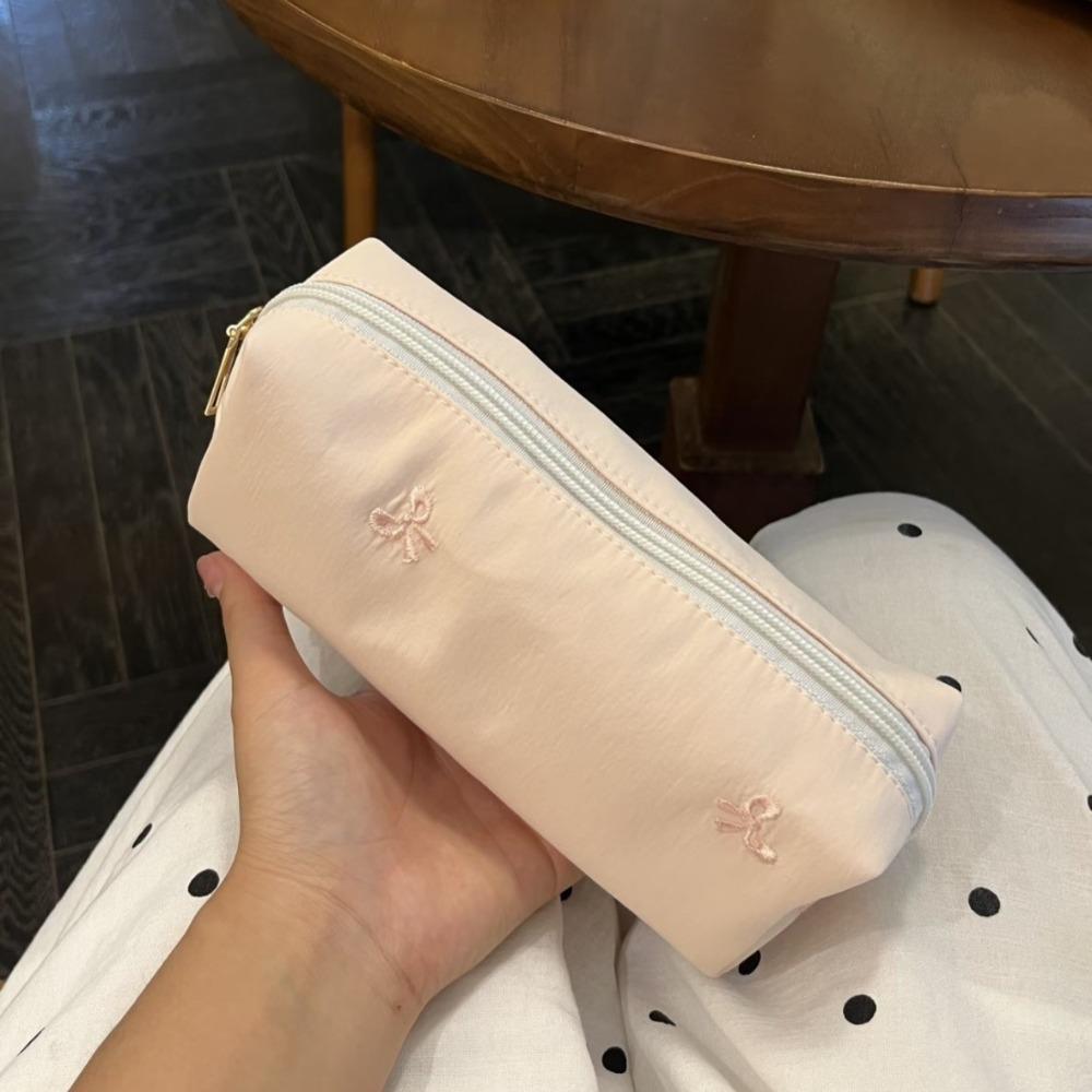 

Large Capacity Pencil Case Bowknot Embroidery Stationery Bag School Office