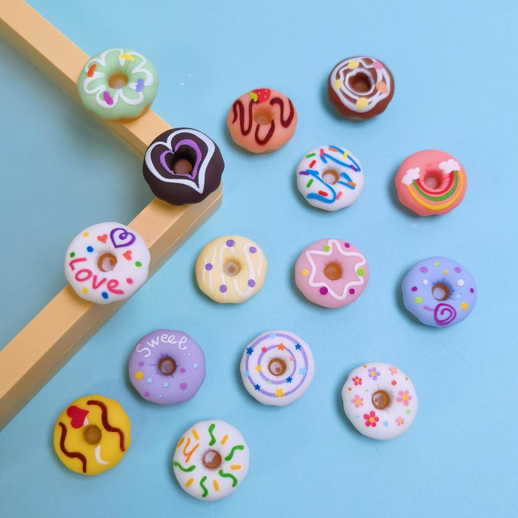 100PCS Colorful Donut Resin Flatbacks Scrapbooking Crafts DIY Handmade Phone Hair Bows Decoration Accessories 20*10mm