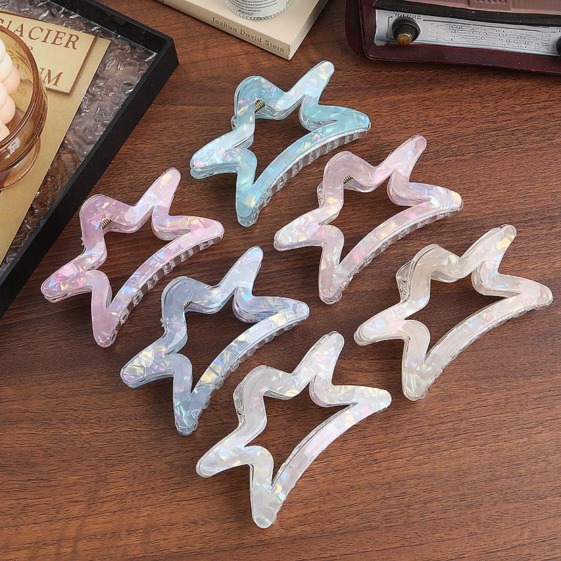 Ice Through Acrylic Star Grab Clip Fashion High-End Girl Daily Hair Disc Shark Clip Hair Grab